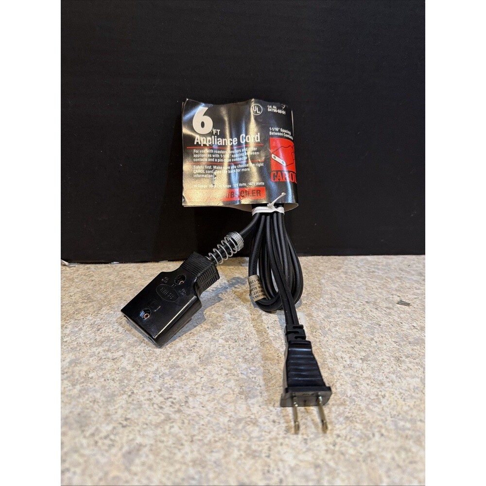 Carol 6-Foot Roaster/Broiler Appliance Cord — 16 Gauge HPN